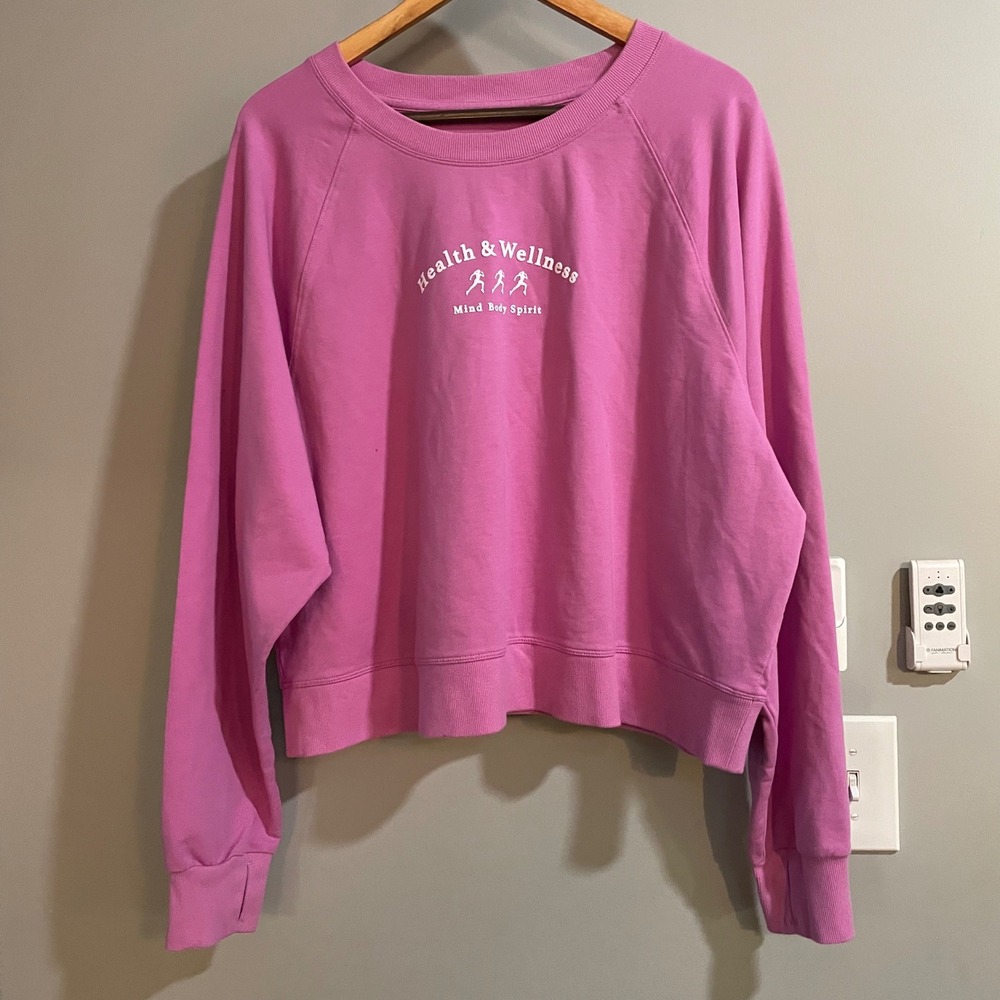 Target Sweatshirt XL Pink Health & Wellness Graphic Cropped Thumbhole 3933